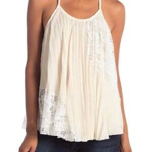 $450 - Derek Lam Ivory Pleated Lace & Silk Tank US Size 2